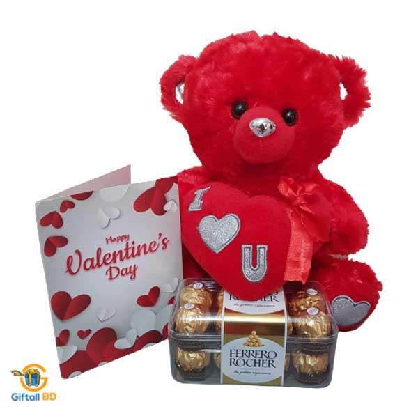 I love you Teddy with chocolate