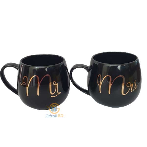 Mr & Mrs Black ceramic coffee mug, Handicrafts send to Bangladesh