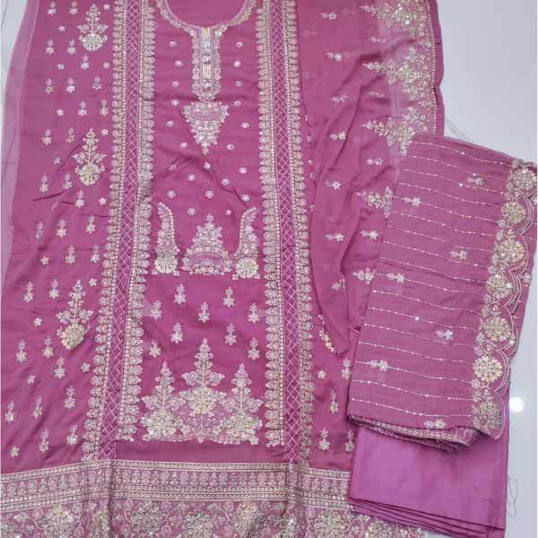 Chiffon haevy embroidred dress for her