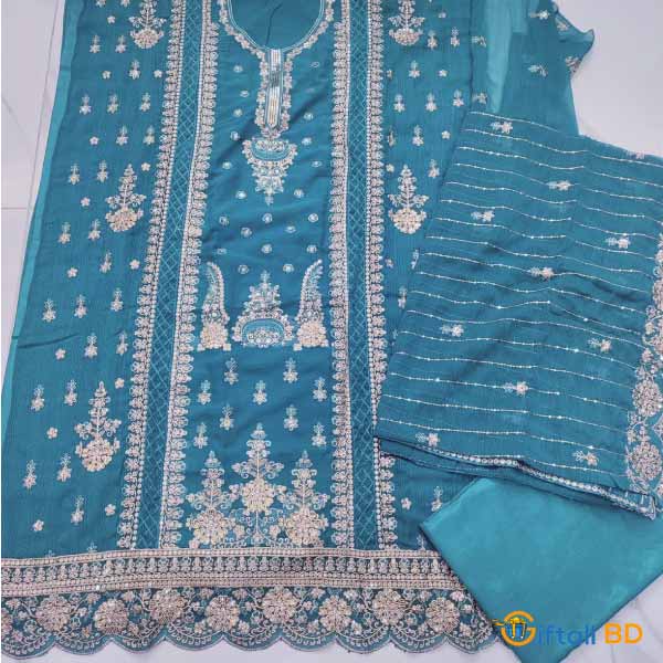 Chiffon haevy embroidred dress for her