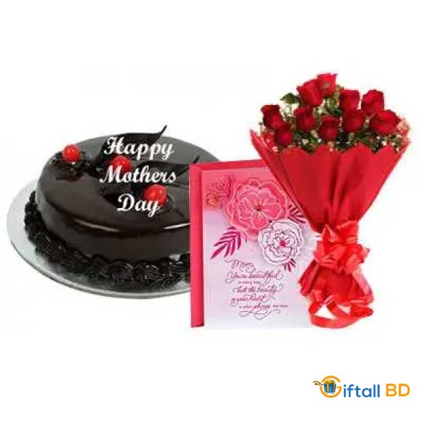 Mothers Day gift cake with rose