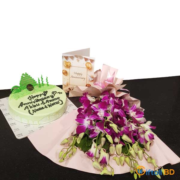 Anniversary Cake & Orchid Gift Package
